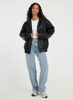 Women's Wide Collar Jacket – Oversized Zip-Up Winter Jacket
