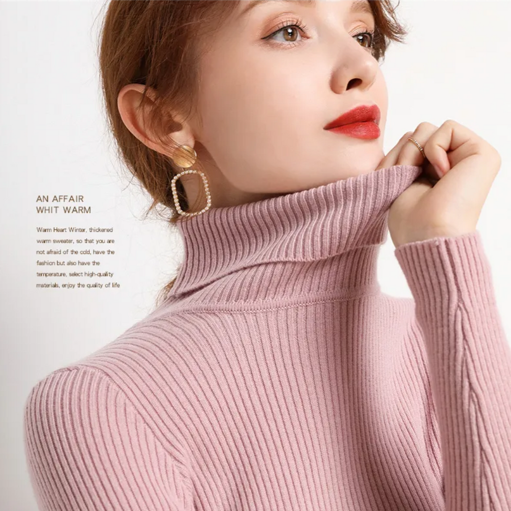 Women's Turtleneck Sweater – Classic Roll Neck Winter Sweater