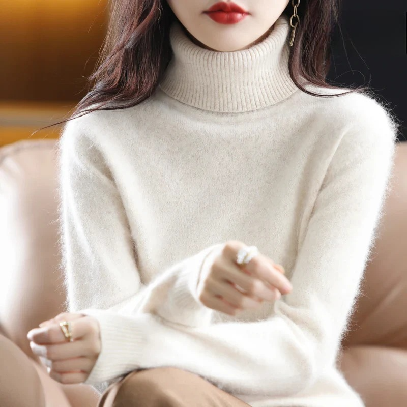 Women's Winter Turtleneck Sweater – Classic High Neck Knit Pullover