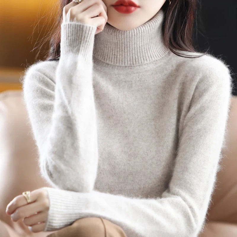 Women's Winter Turtleneck Sweater – Classic High Neck Knit Pullover