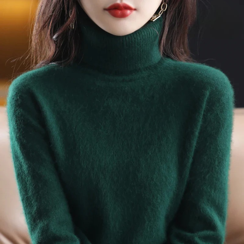 Women's Winter Turtleneck Sweater – Classic High Neck Knit Pullover