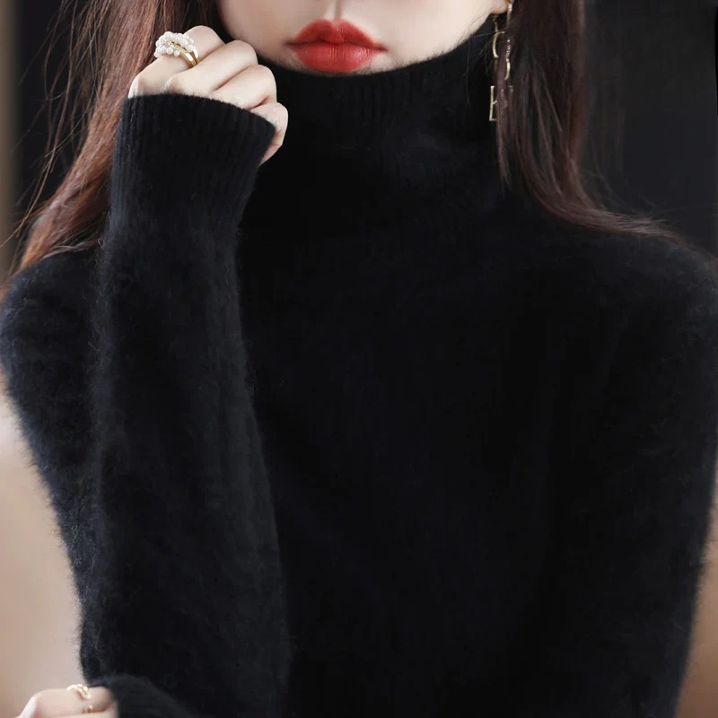 Women's Winter Turtleneck Sweater – Classic High Neck Knit Pullover