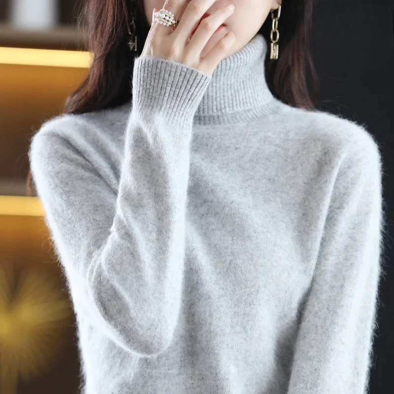 Women's Winter Turtleneck Sweater – Classic High Neck Knit Pullover