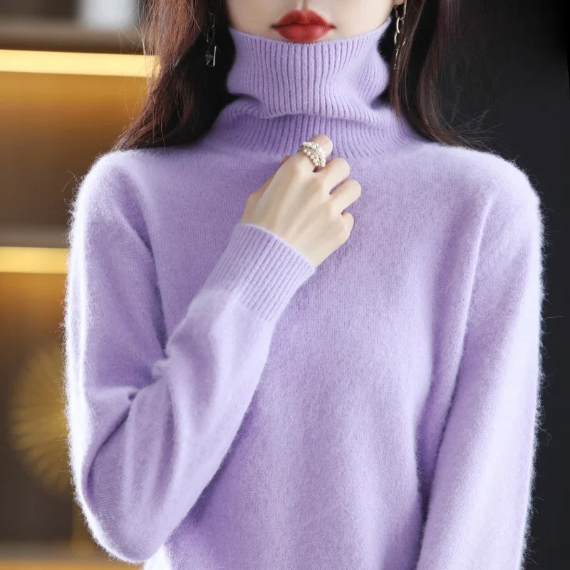 Women's Winter Turtleneck Sweater – Classic High Neck Knit Pullover