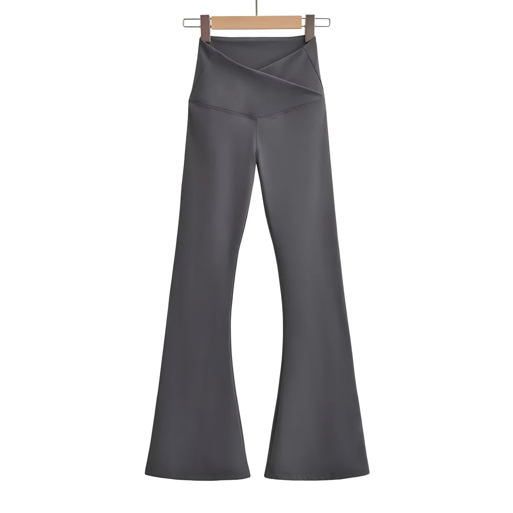 Women's Stretch High Waist Flared Pants – Fitted Casual Everyday Trousers