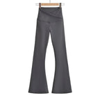 Women's Stretch High Waist Flared Pants – Fitted Casual Everyday Trousers