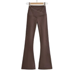 Women's Stretch High Waist Flared Pants – Fitted Casual Everyday Trousers