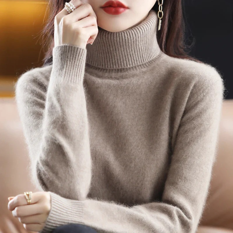 Women's Winter Turtleneck Sweater – Classic High Neck Knit Pullover
