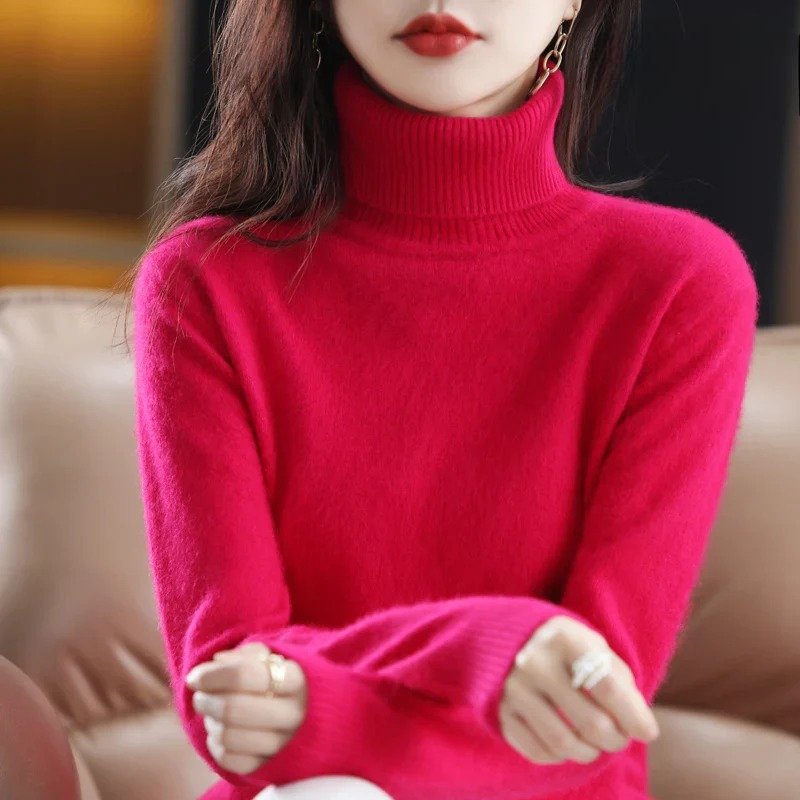 Women's Winter Turtleneck Sweater – Classic High Neck Knit Pullover
