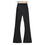 Women's Stretch High Waist Flared Pants – Fitted Casual Everyday Trousers
