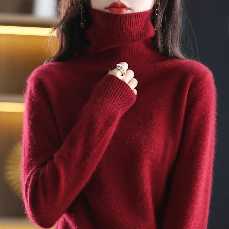 Women's Winter Turtleneck Sweater – Classic High Neck Knit Pullover