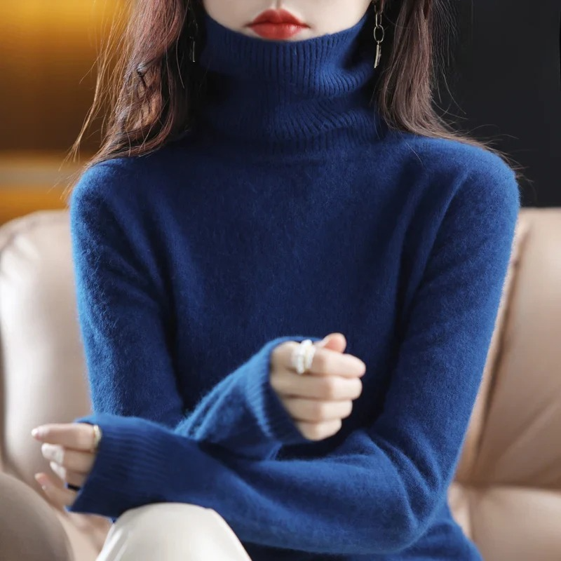 Women's Winter Turtleneck Sweater – Classic High Neck Knit Pullover