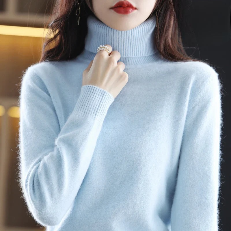 Women's Winter Turtleneck Sweater – Classic High Neck Knit Pullover