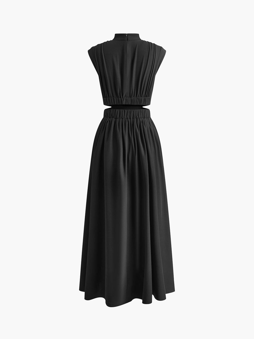 Women's Cutout Maxi Dress – Mock Neck Sleeveless Long Dress