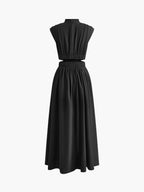 Women's Cutout Maxi Dress – Mock Neck Sleeveless Long Dress