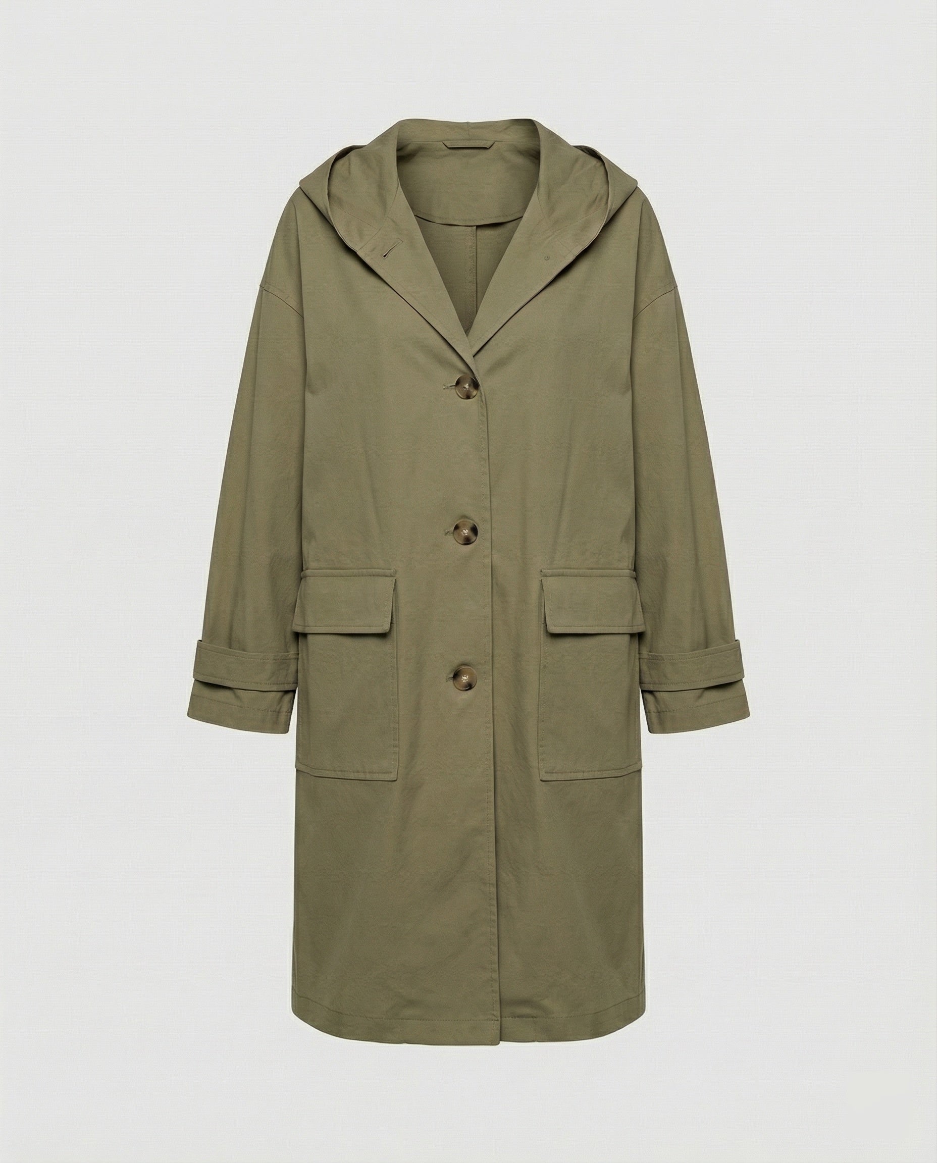 Women's Long Belted Trench Coat – Adjustable Waist Transitional Coat