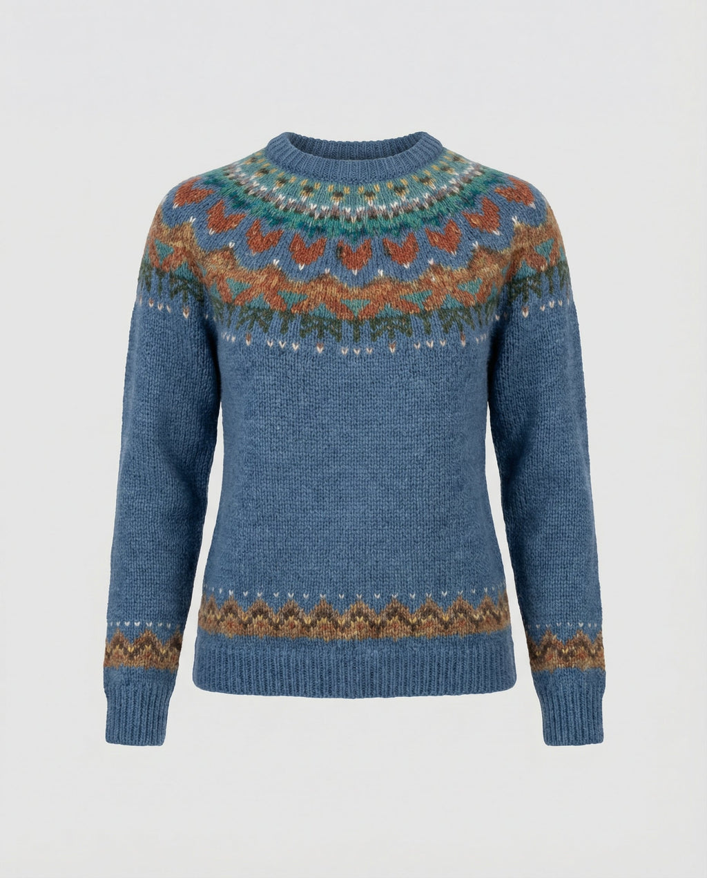 Women's Icelandic Knit Sweater – Vintage Nordic Pattern Crew Neck Pullover