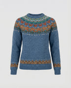 Women's Icelandic Knit Sweater – Vintage Nordic Pattern Crew Neck Pullover
