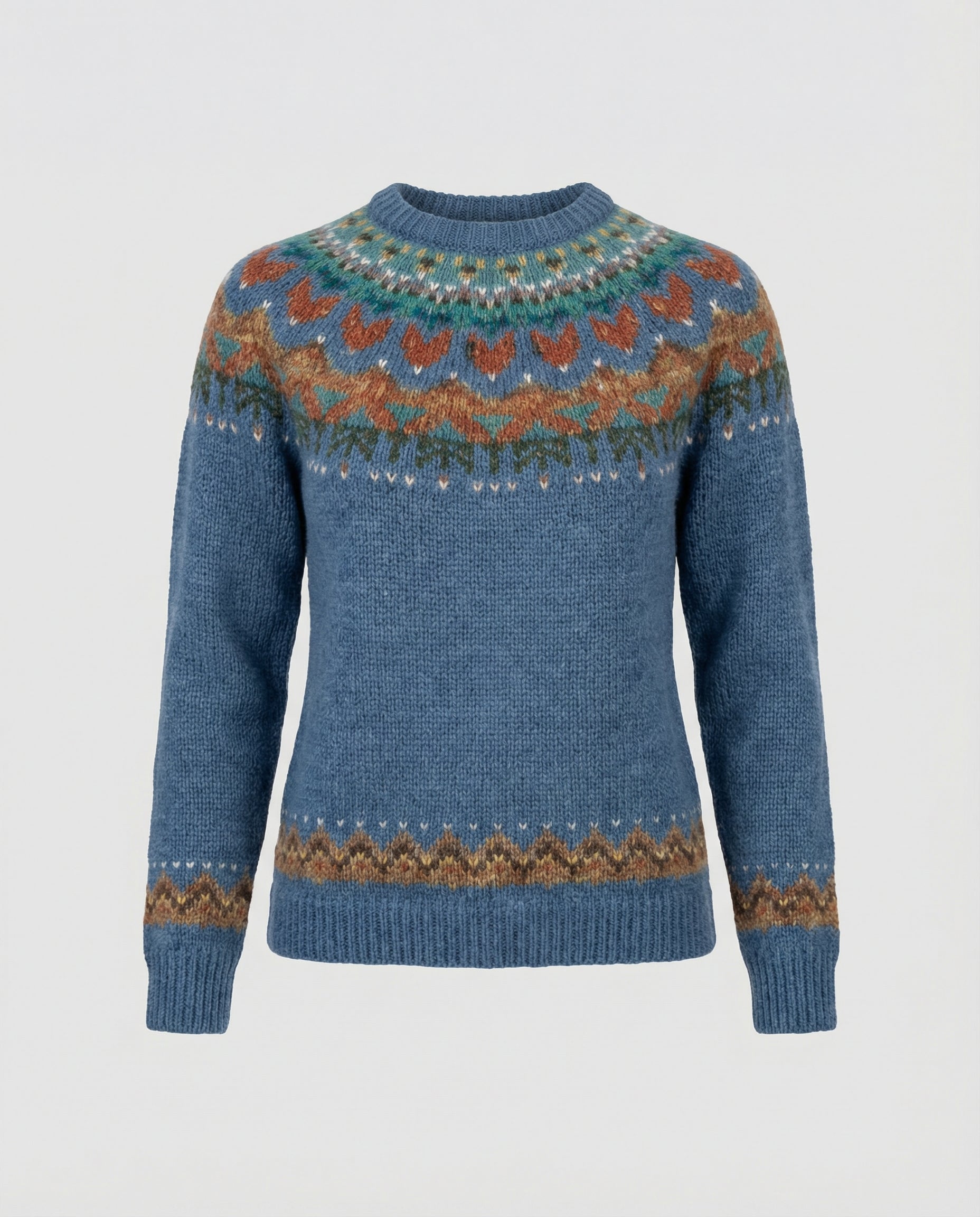 Women's Icelandic Knit Sweater – Vintage Nordic Pattern Crew Neck Pullover