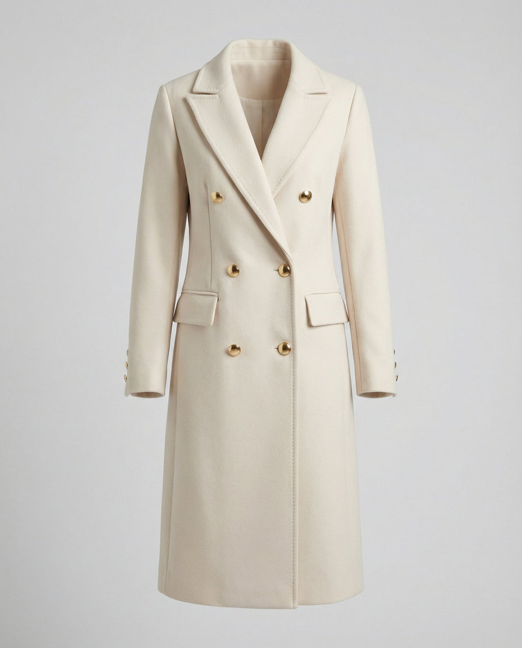 Women's Double-Breasted Winter Coat – Tailored Long Sleeve Overcoat