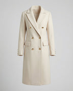 Women's Double-Breasted Winter Coat – Tailored Long Sleeve Overcoat