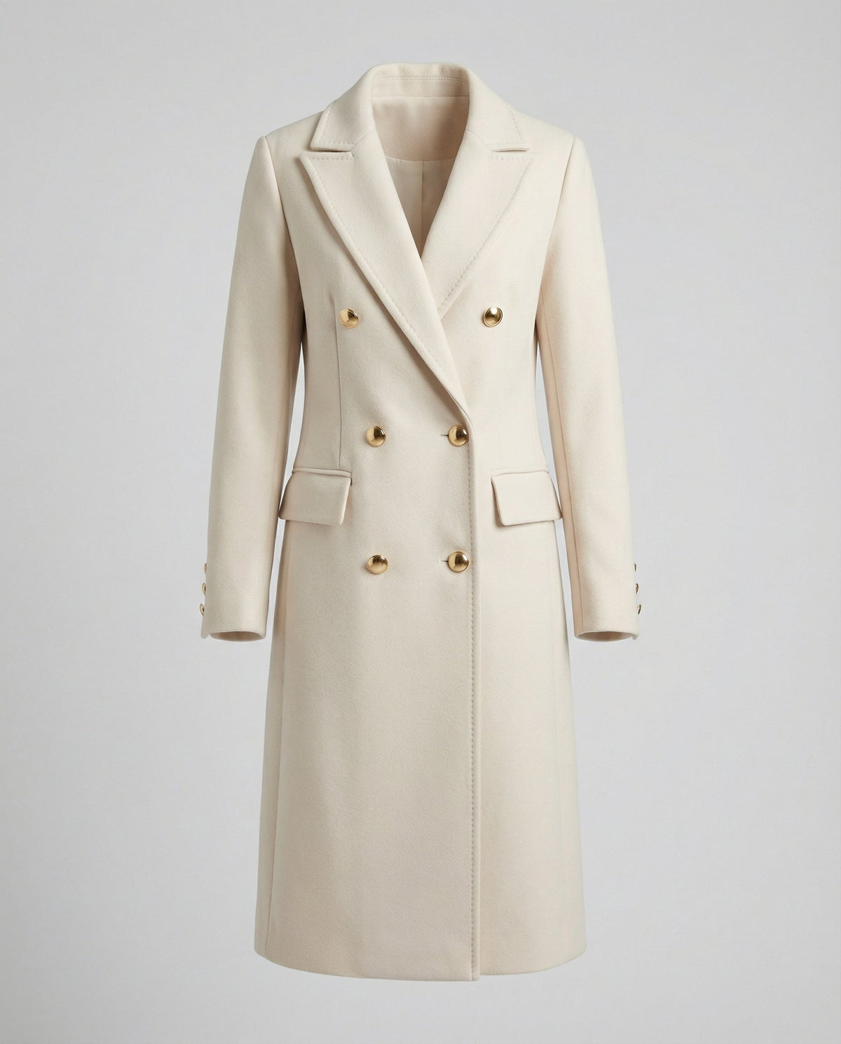 Women's Double-Breasted Winter Coat – Tailored Long Sleeve Overcoat