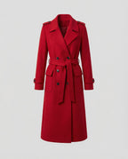 Women's Full Length Double-Breasted Coat – Tailored Lapel Overcoat