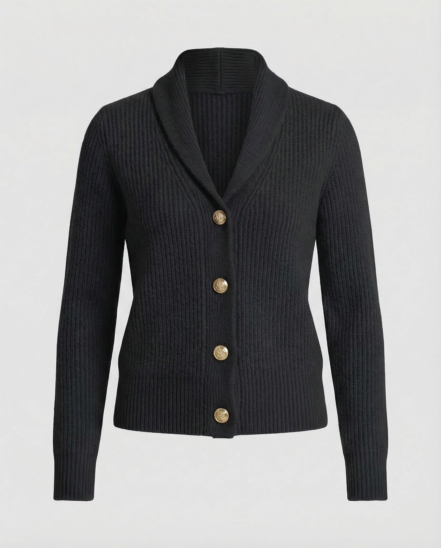 Women's Lapel Collar Cardigan – Button Front Long Sleeve Knit Cardigan