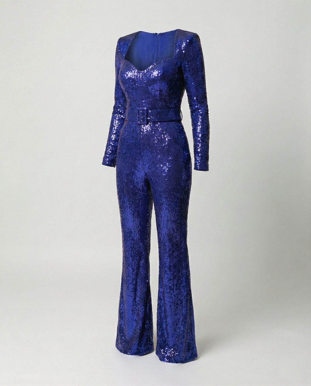 Women's Sequin Jumpsuit – Fitted Long Sleeve Cocktail Party Jumpsuit