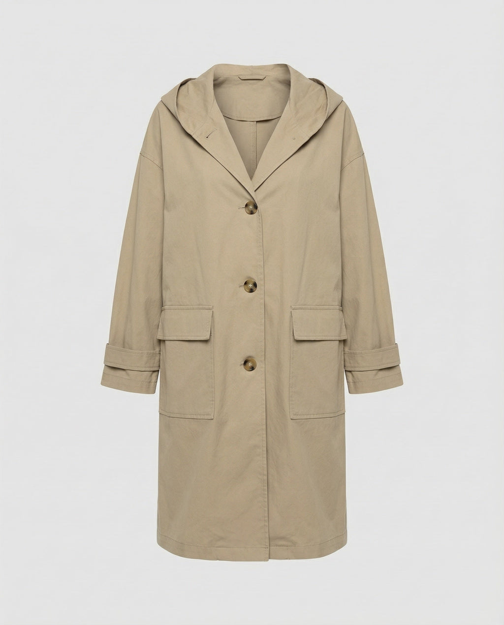 Women's Long Belted Trench Coat – Adjustable Waist Transitional Coat