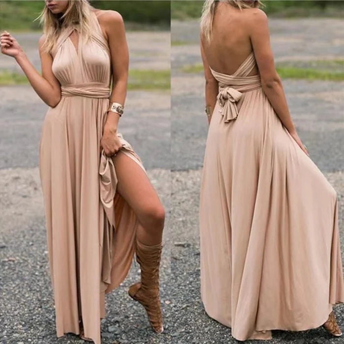 Women's Convertible Wrap Maxi Dress – Multiway Strappy Occasion Dress