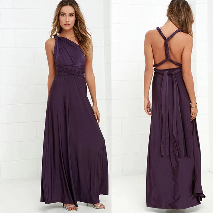 Women's Convertible Wrap Maxi Dress – Multiway Strappy Occasion Dress