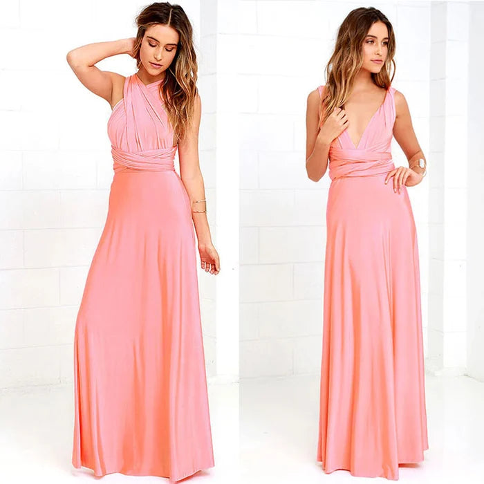 Women's Convertible Wrap Maxi Dress – Multiway Strappy Occasion Dress