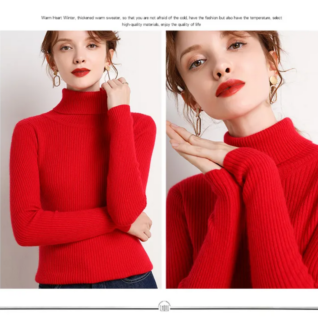 Women's Turtleneck Sweater – Classic Roll Neck Winter Sweater