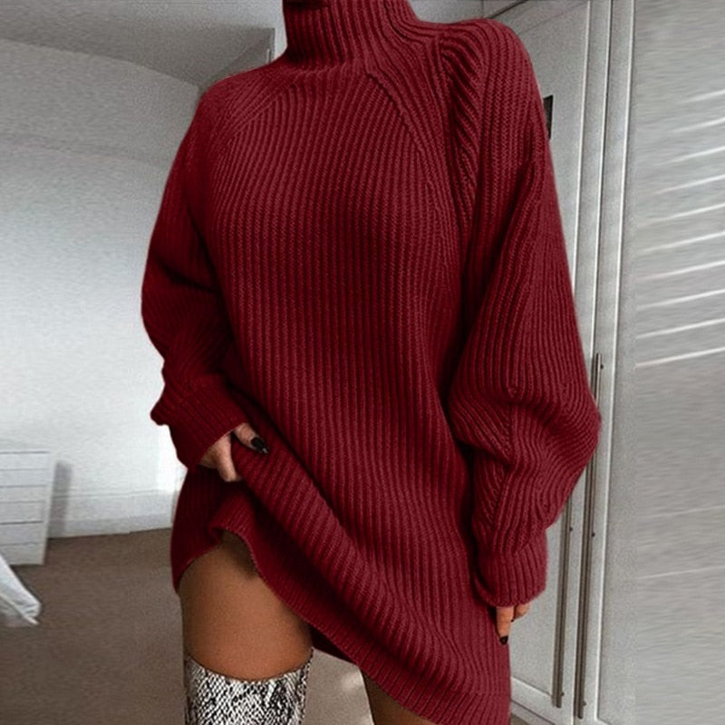 Women's Oversized Long Sweater – Long Sleeve Winter Sweater