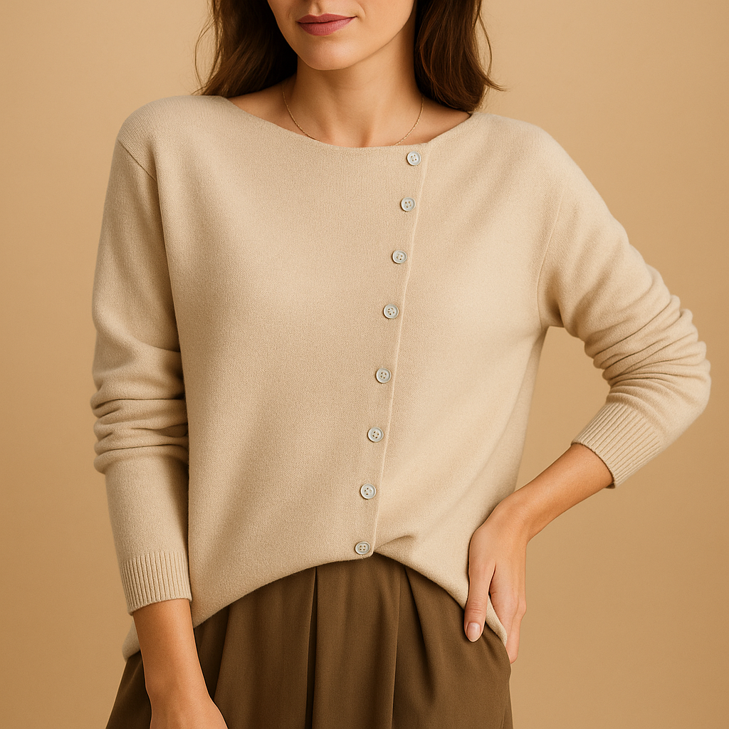 Women's Round Neck Cardigan – Long Sleeve Knit Cardigan