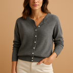 Women's Round Neck Cardigan – Long Sleeve Knit Cardigan