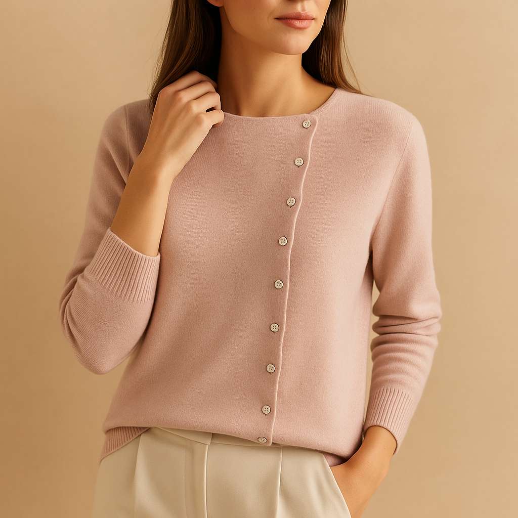 Women's Round Neck Cardigan – Long Sleeve Knit Cardigan