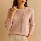 Women's Round Neck Cardigan – Long Sleeve Knit Cardigan