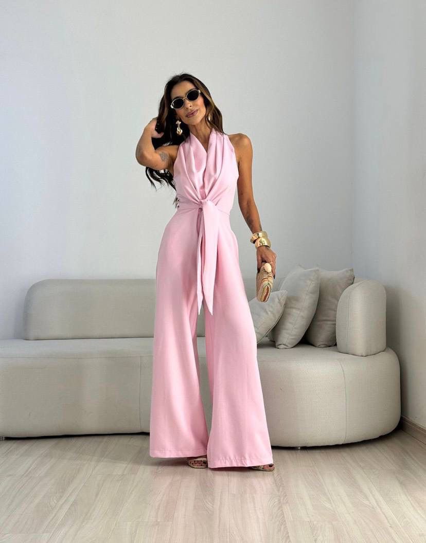 Women's High Waist Wide Leg Jumpsuit – Flowy Evening Occasion Jumpsuit