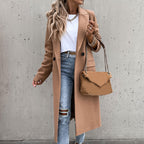 Women's Longline Coat – Tailored Button Front Overcoat