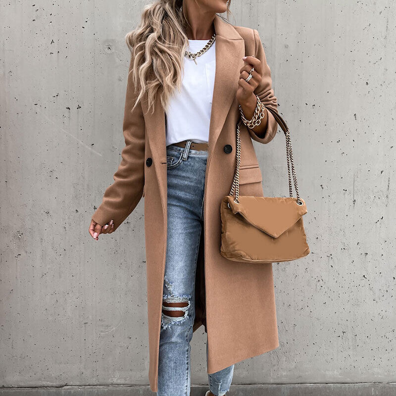 Women's Longline Coat – Tailored Button Front Overcoat