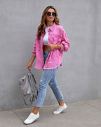 Women's Oversized Jacket – Relaxed Button Front Casual Jacket
