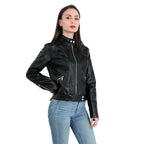 Women's Faux Leather Jacket – Retro Zip-Up Moto Jacket