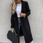 Women's Longline Coat – Tailored Button Front Overcoat