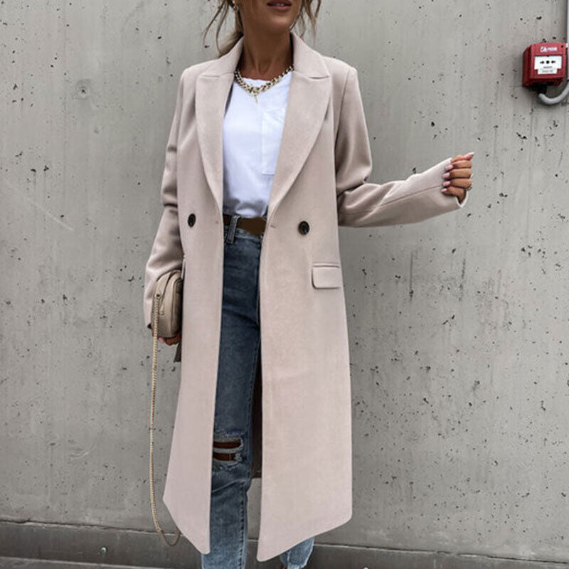 Women's Longline Coat – Tailored Button Front Overcoat