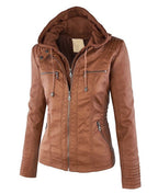 Women's Faux Leather Jacket – Classic Zip-Up Biker Jacket