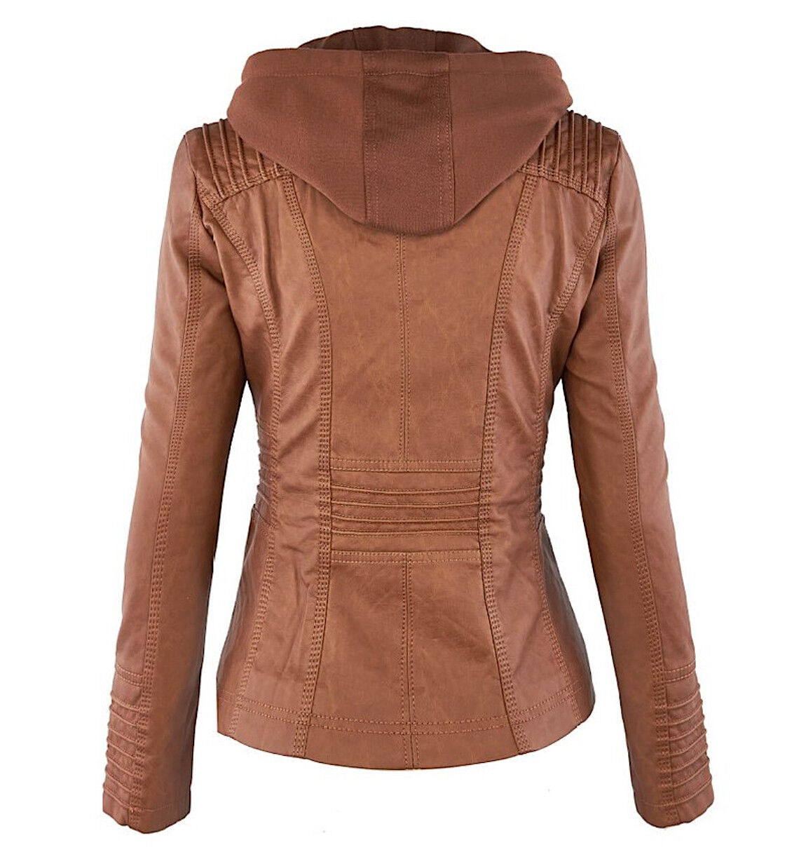 Women's Faux Leather Jacket – Classic Zip-Up Biker Jacket