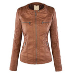 Women's Faux Leather Jacket – Classic Zip-Up Biker Jacket