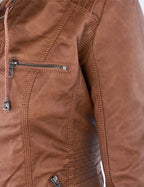 Women's Faux Leather Jacket – Classic Zip-Up Biker Jacket